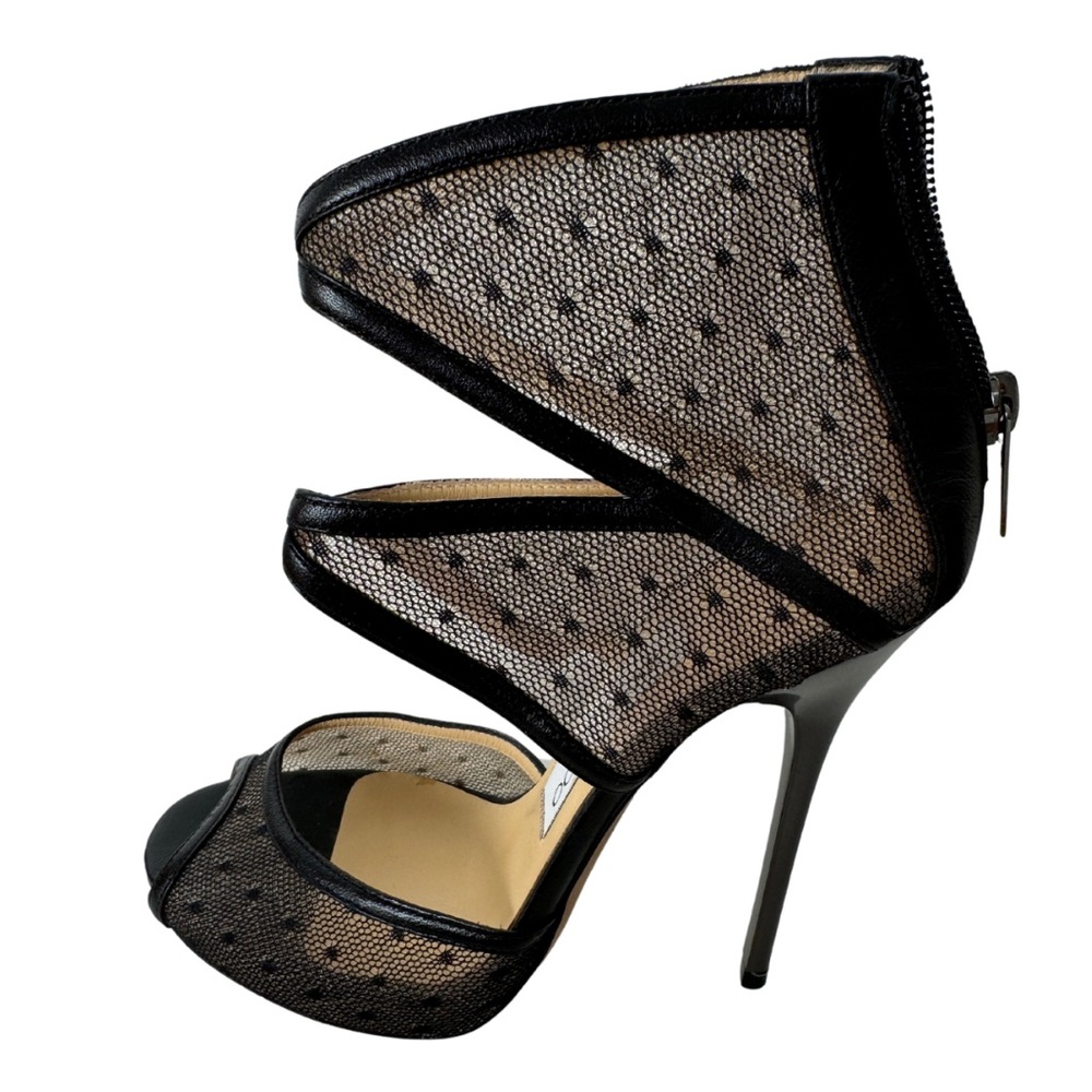 JIMMY CHOO stiletto ankle booties, open toe black authentic